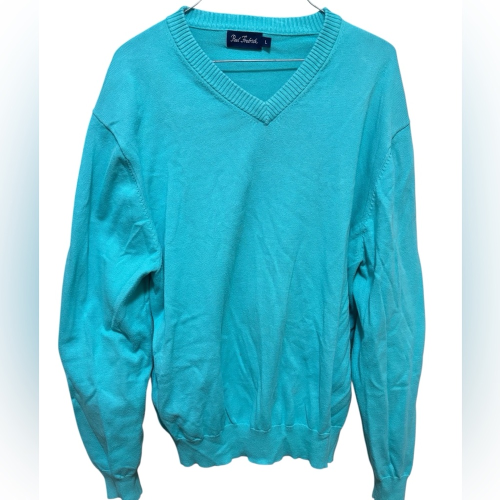 Paul Fredrick Blue V-Neck Sweater Relaxed‎ Fit